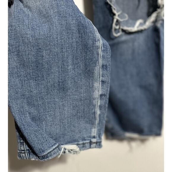 Flying Monkey Ultra High Rise Ankle Blue Rip Distressed Straight Jeans Size 27 - Picture 10 of 13